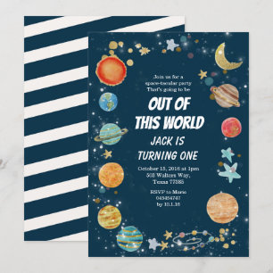Galaxy Space Party Planet Birthday navy blue Kaart