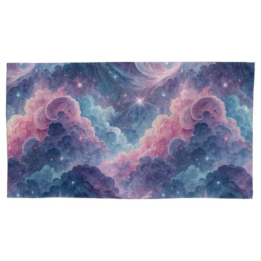 Galaxy Space Pillowcases – Starry Sky Matching Bed Kussensloop (Voorkant-Links)