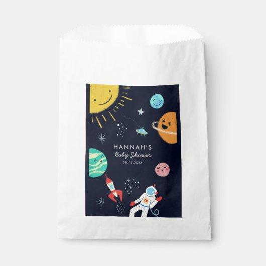 Galaxy Space Planets Baby shower Bedankzakje (Voorkant)