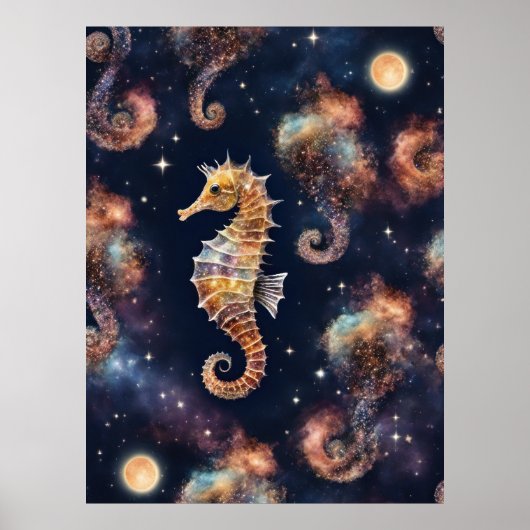 Galaxy Space Seahorse Poster (Voorkant)