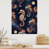 Galaxy Space Seahorse Poster (Keuken)