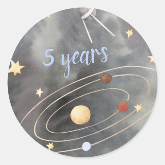 Galaxy Space Ship Cupcake Topper Ronde Sticker (Voorkant)