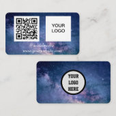 Galaxy Space Social media QR Code Marine Blauw Mod Visitekaartje (Voorkant / Achterkant)