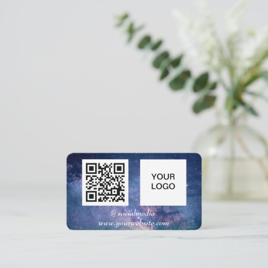Galaxy Space Social media QR Code Marine Blauw Mod Visitekaartje (Staand voorkant)