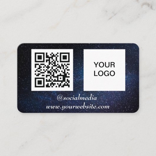 Galaxy Space Social media QR Code Marine Blauw Mod Visitekaartje (Voorkant)