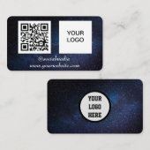 Galaxy Space Social media QR Code Marine Blauw Mod Visitekaartje (Voorkant / Achterkant)