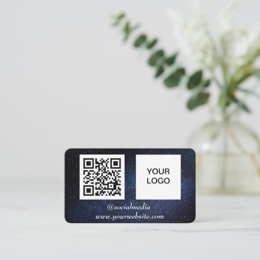 Galaxy Space Social media QR Code Marine Blauw Mod Visitekaartje (Staand voorkant)