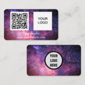 Galaxy Space Social media QR Code Paarse Modern Visitekaartje (Voorkant / Achterkant)