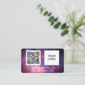 Galaxy Space Social media QR Code Paarse Modern Visitekaartje (Staand voorkant)