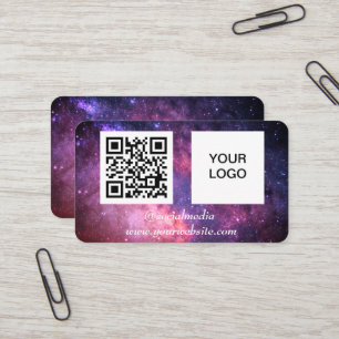 Galaxy Space Social media QR Code Paarse Modern Visitekaartje