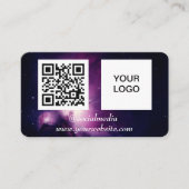 Galaxy Space Social media QR Code Paarse Modern Visitekaartje (Voorkant)