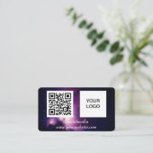 Galaxy Space Social media QR Code Paarse Modern Visitekaartje (Staand voorkant)