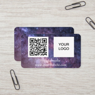 Galaxy Space Social media QR Code Paarse Modern Visitekaartje