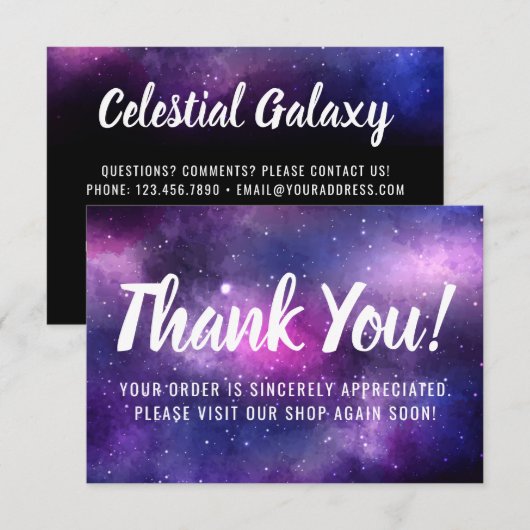 Galaxy Space Stars Ultra Violet Paars Dank je Bedankkaart (Voorkant / Achterkant)