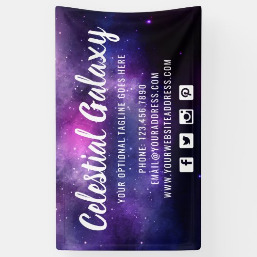 Galaxy Space Stars Ultra Violet Paarse Nebula Spandoek (Verticaal)