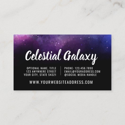 Galaxy Space Stars Ultra Violet Paarse Nebula Visitekaartje (Achterkant)