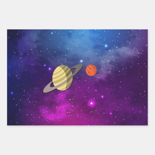 Galaxy Space Thema met geboortedag Inpakpapier Vel (Voorkant 3)