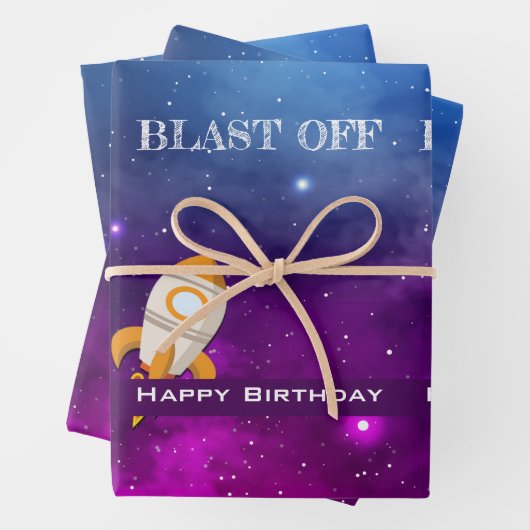 Galaxy Space Thema met geboortedag Inpakpapier Vel (In situ)