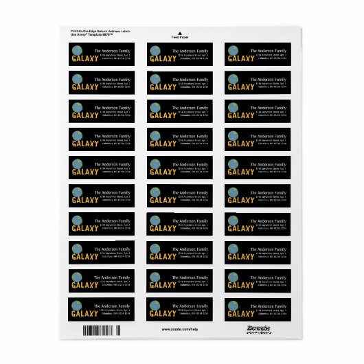 Galaxy Space Theme Return Address Label (Full Sheet)