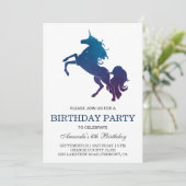 Galaxy Space Unicorn Verjaardagsfeest Uitnodiging (Staand voorkant)