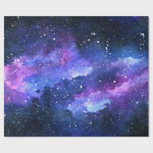 Galaxy Space Universe Waterverf Paars Cadeaupapier (Vlak)