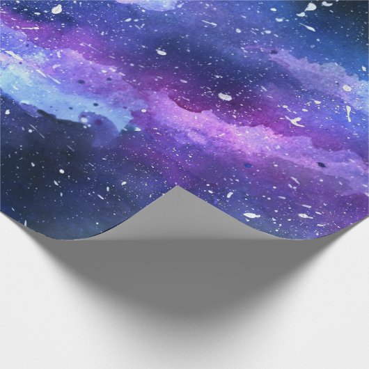 Galaxy Space Universe Waterverf Paars Cadeaupapier (Hoek)