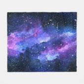 Galaxy Space Universe Waterverf Paars Fleece Deken (Voorkant (Horizontaal))