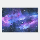 Galaxy Space Universe Waterverf Paars Inpakpapier Vel (Voorkant)