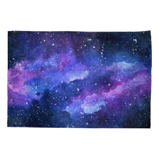 Galaxy Space Universe Waterverf Paars Kussensloop (Achterkant)