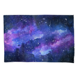 Galaxy Space Universe Waterverf Paars Kussensloop