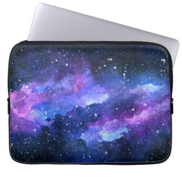 Galaxy Space Universe Waterverf Paars Laptop Sleeve