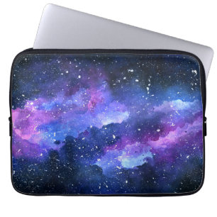 Galaxy Space Universe Waterverf Paars Laptop Sleeve