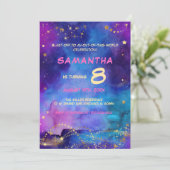 Galaxy Space verjaardagsuitnodiging voor kinderen Kaart (Staand voorkant)