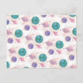 Galaxy Space Waterverf Planet 4th Birthday Foto Briefkaart (Achterkant)