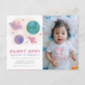 Galaxy Space Waterverf Planet 4th Birthday Foto Briefkaart (Voorkant)