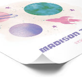 Galaxy Space Waterverf Planet Girl 1ste verjaardag Foto Afdruk (Hoek)