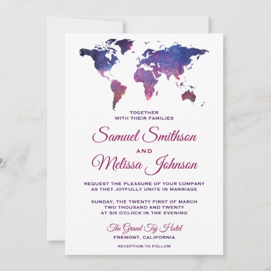 Galaxy Space Wereldkaart Wedding Kaart (Voorkant)
