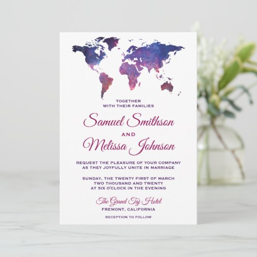 Galaxy Space Wereldkaart Wedding Kaart (Staand voorkant)
