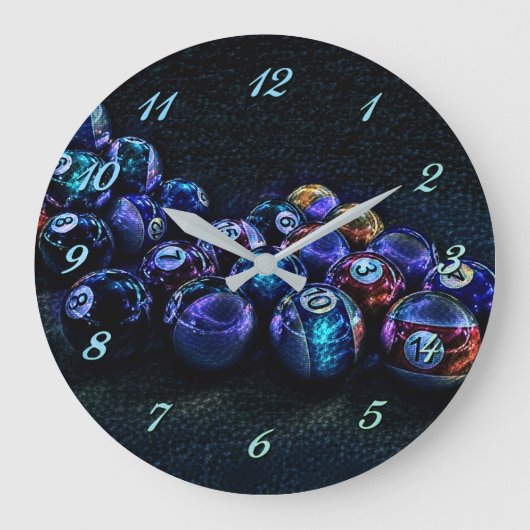 Galaxy Sparkle Billiards Round Wall Clock Grote Klok (Voorkant)