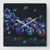 Galaxy Sparkle Billiards Square Wall klok (Voorkant)