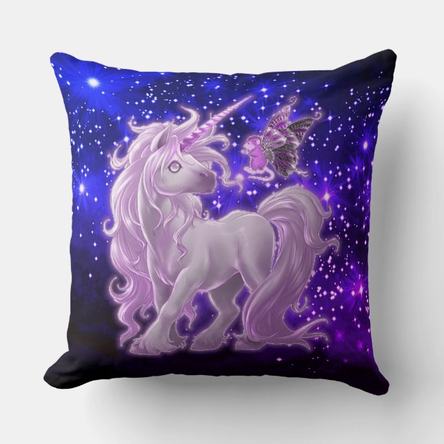 Galaxy Sparkle Roze Eenhoorn Kussen (Voorkant)