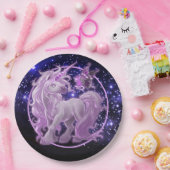 Galaxy Sparkle roze Unicorn Papieren Bordje (Feest)