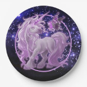 Galaxy Sparkle roze Unicorn Papieren Bordje (Voorkant)
