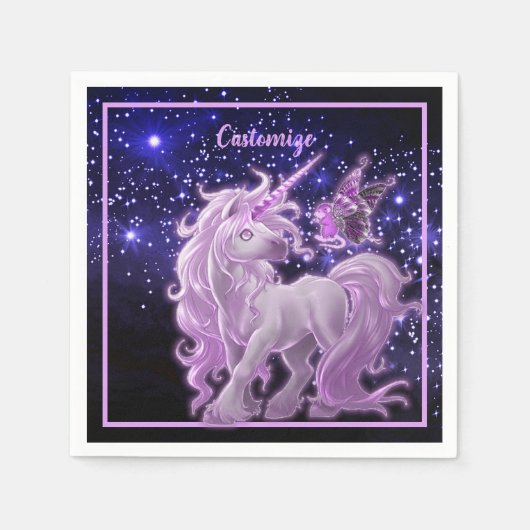 Galaxy Sparkle roze Unicorn Servet (Voorkant)