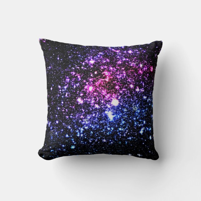 Galaxy Sparkle Stars Roze Paars Blauw Kussen (Voorkant)