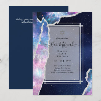 Galaxy Starry Night BAR MITZVAH Agaat Uitnodiging