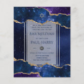 Galaxy Starry Night BAR MITZVAH Uitnodigingen Navy Flyer (Voorkant)