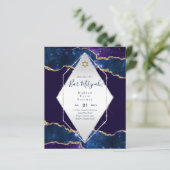Galaxy Starry Night BAR MITZWA Uitnodigingen Blauw (Staand voorkant)