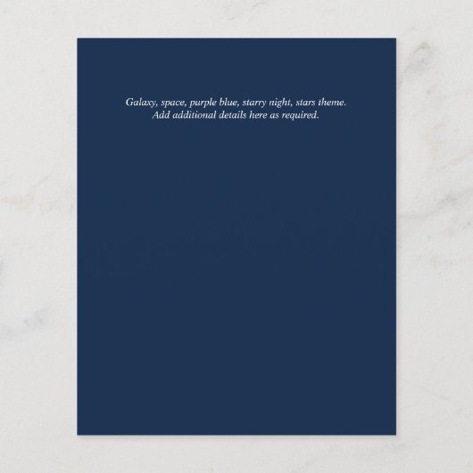 Galaxy Starry Night BAT MITZVAH Agaat Uitnodiging (Achterkant)