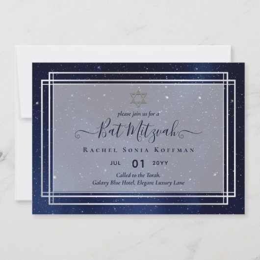 Galaxy Starry Night BAT MITZVAH Agate Uitnodiging (Voorkant)